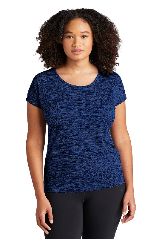 High-quality fabrics Sport-Tek Womens Electric Heather Moisture Wicking Short Sleeve Crewneck T-Shirt - Dark Royal Blue Electric - Closeout