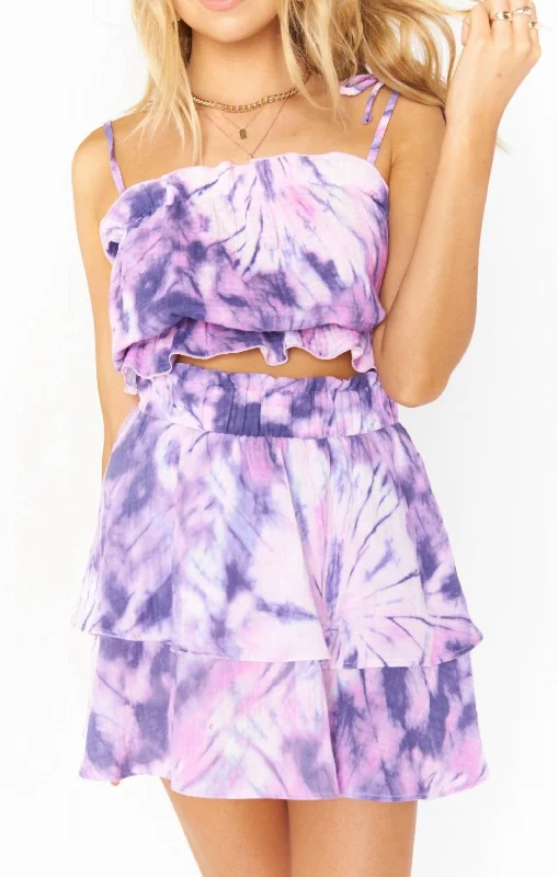 Sweet breath Aiden Mini Skirt In Purple Tie Dye