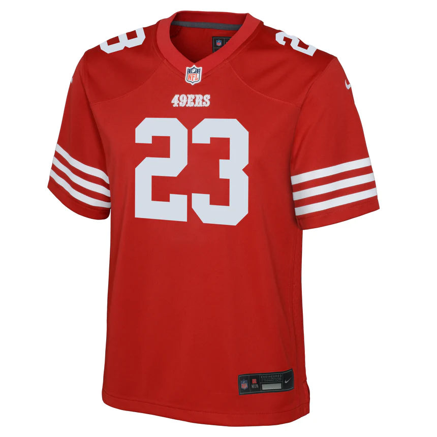 Hooded design Nike Youth San Francisco 49ers Christian McCaffrey Game Jersey - Scarlet