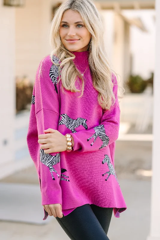 High-quality fabrics Quick Decision Fuchsia Pink Zebra Sweater