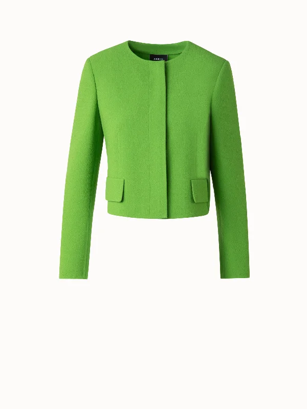 Retro Design Cropped Jacket in Wool Double-Face