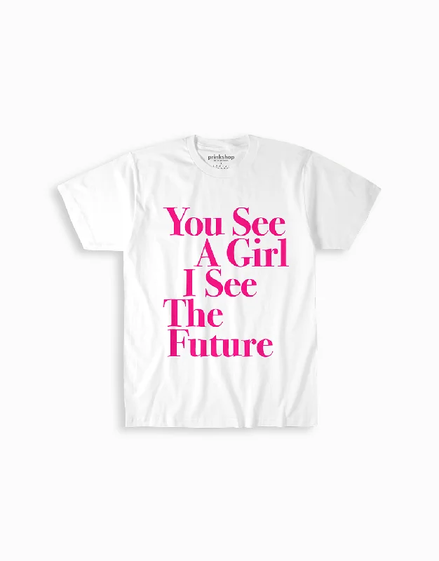 Fun and cute You See A Girl: Toddler & Youth Tee - White/Pink