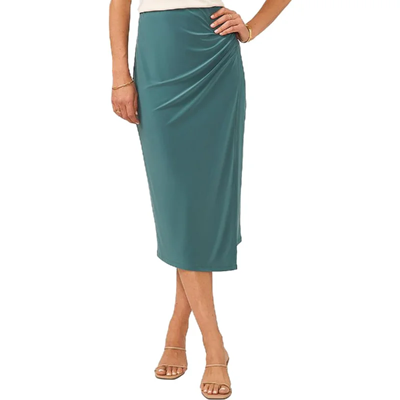 Leisure Travel Womens Faux Wrap Below Knee Midi Skirt