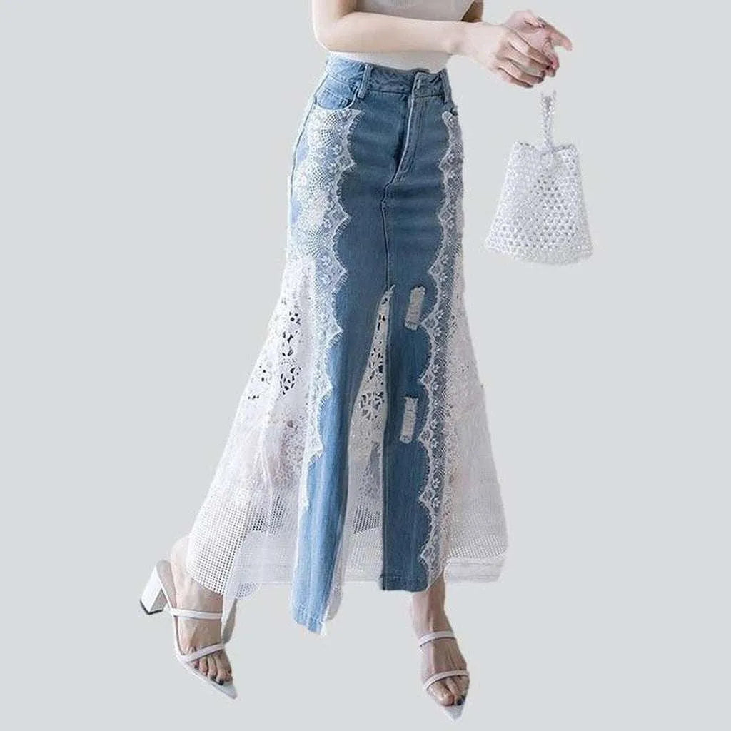 Cool Style Long skirt decorated with lace