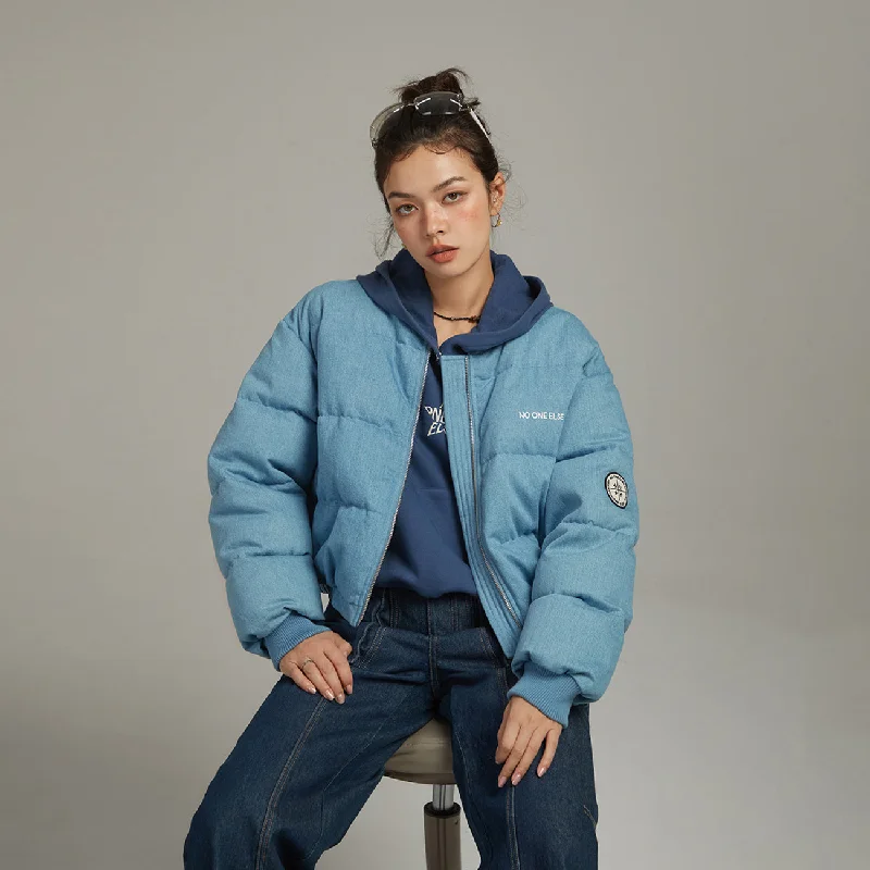 Sports Functional Style Duck Down Denim Padded Jacket