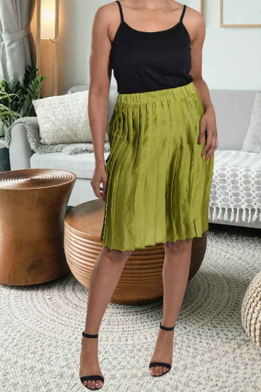 Printed pattern Green Pleated Skirt