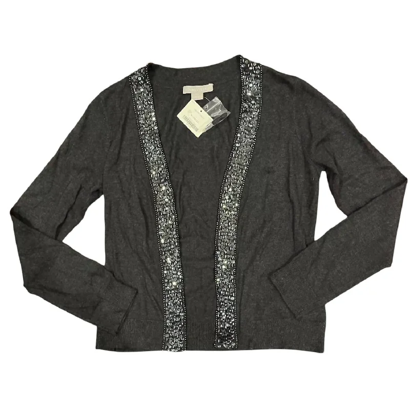 Classic Series Women's Beaded Trim Cashmere Cardigan In Grey