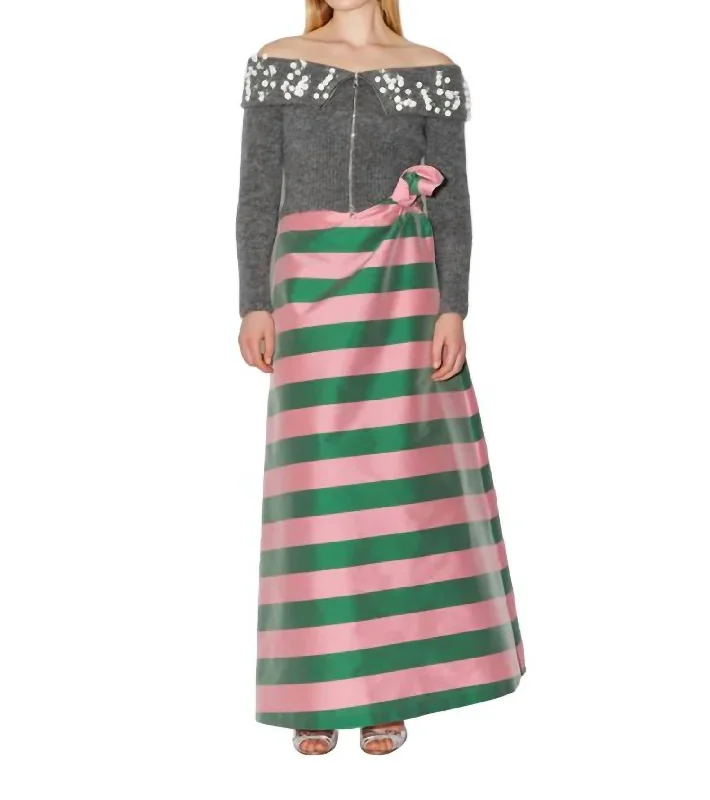 Avant-garde trend Carlotta Striped Skirt In Winter Pink/pine Green