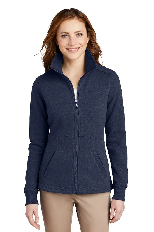 Knowledge And Elegance Port Authority Womens Full Zip Fleece Jacket - Navy Blue