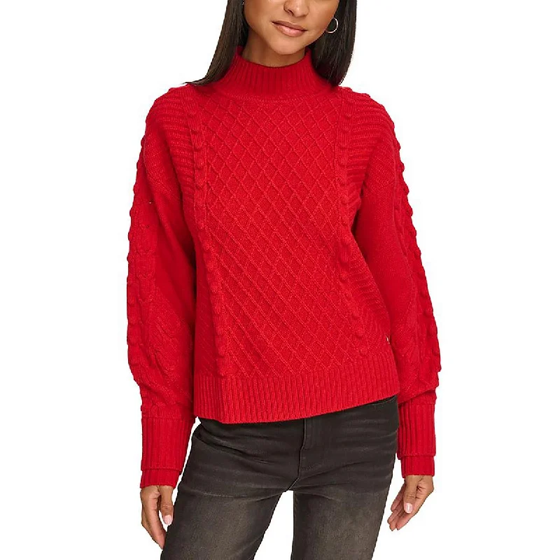 Single item design Womens Mock-Neck Cable Knit Pullover Sweater