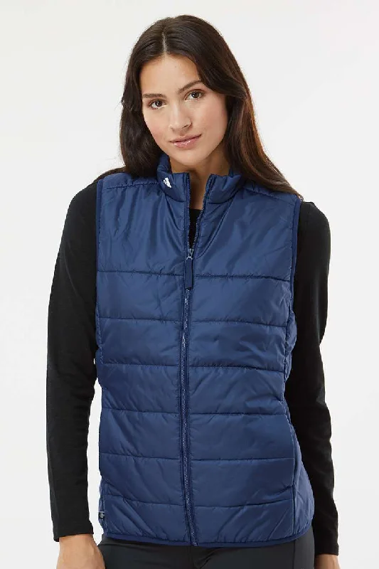 Street Style Adidas Womens Full Zip Puffer Vest - Team Navy Blue