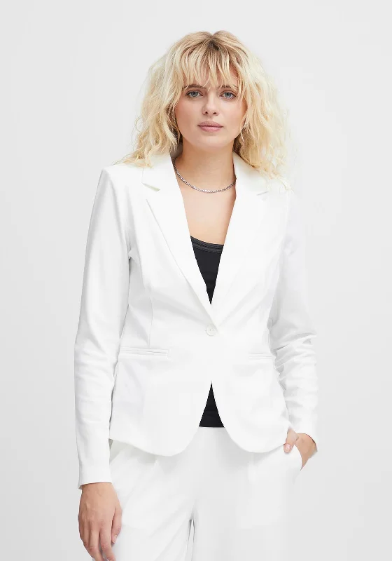 Celebrity Style Ichi Kate Jersey Single Breasted Blazer, Cloud Dancer