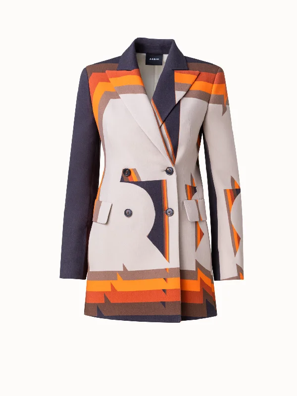 Sports litigation style Wool Double-Face Jacket with Superimposed Letters Print