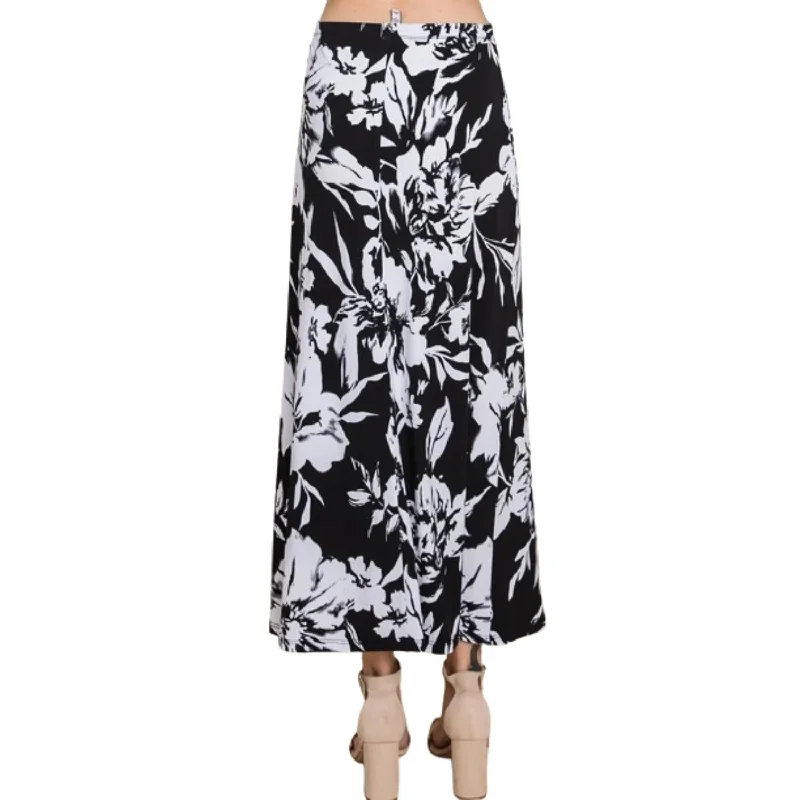 Street Letter Style Floral Printed Maxi Skirt With Elastic Waistband