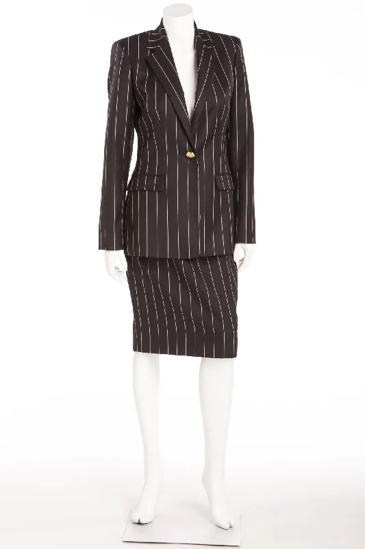 Retro Style Versace - 2PC Pinstripe Blazer and Pencil Skirt Suit