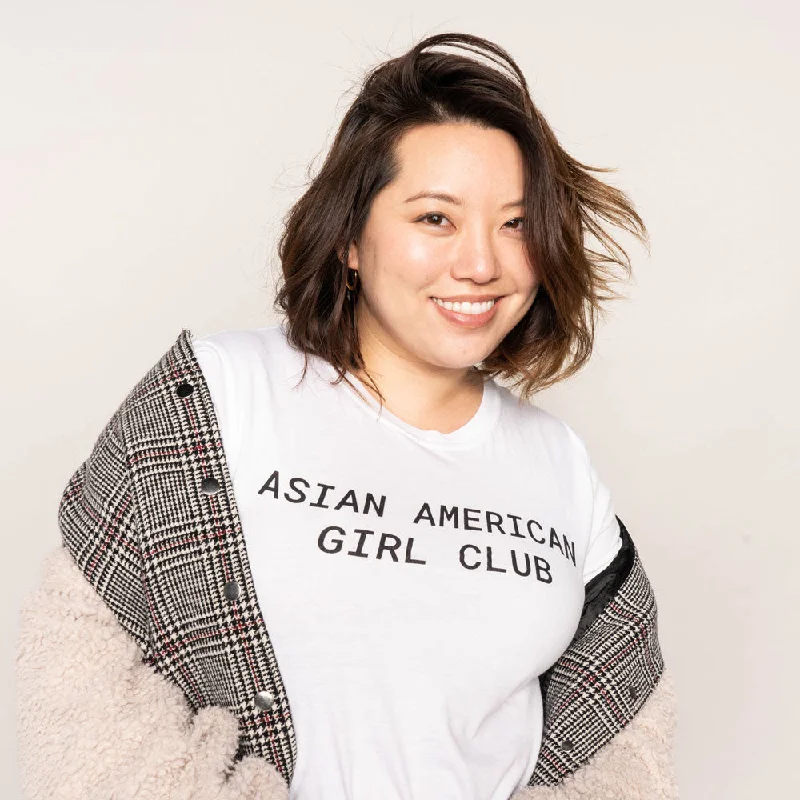 Sweet Korean Style Asian American Girl Club White Logo Tee (Unisex)