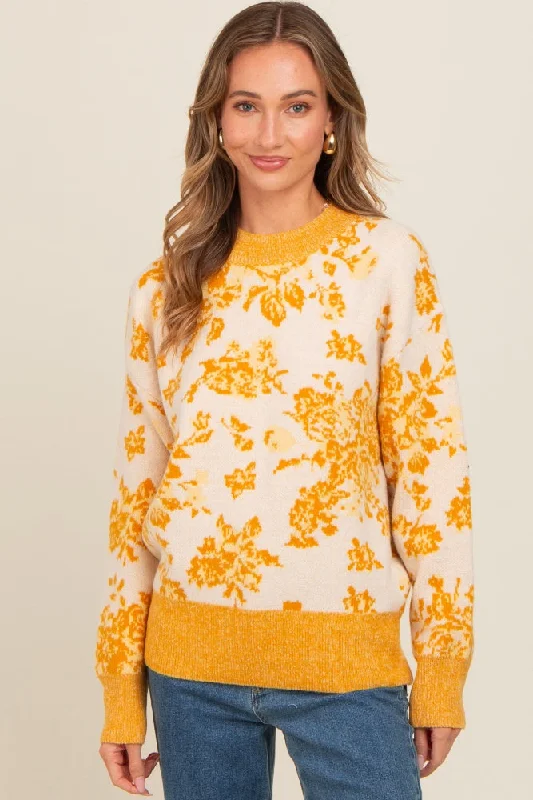 Classic Series Yellow Floral Crew Neck Sweater