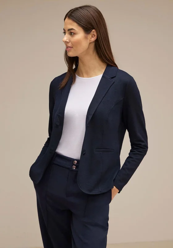 Retro Dress Street One Basic Piqué Blazer, Deep Blue