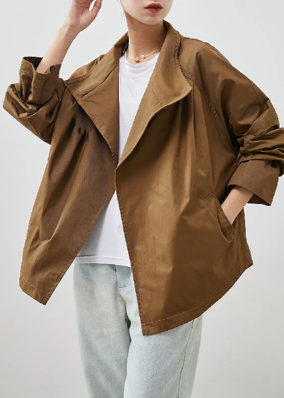 Fashionable sports Modern Coffee Stand Collar Oversized Cotton Jacket Spring