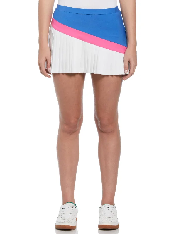 Fashion Style Women's Asymmetrical Color Block Pleated Tennis Skort