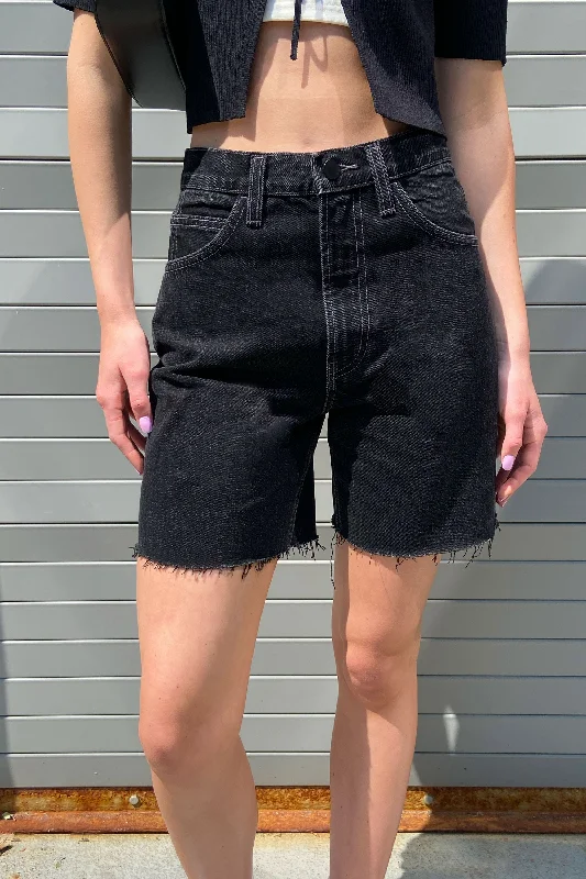 Casual And Casual MID THIGH BLACK JEAN SHORT