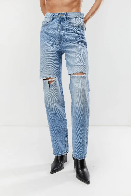 Extra long version RELAXED RIPPED JEANS