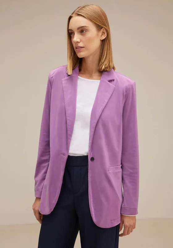 Street Style Street One Velvet Look Long Blazer, Cool Lilac