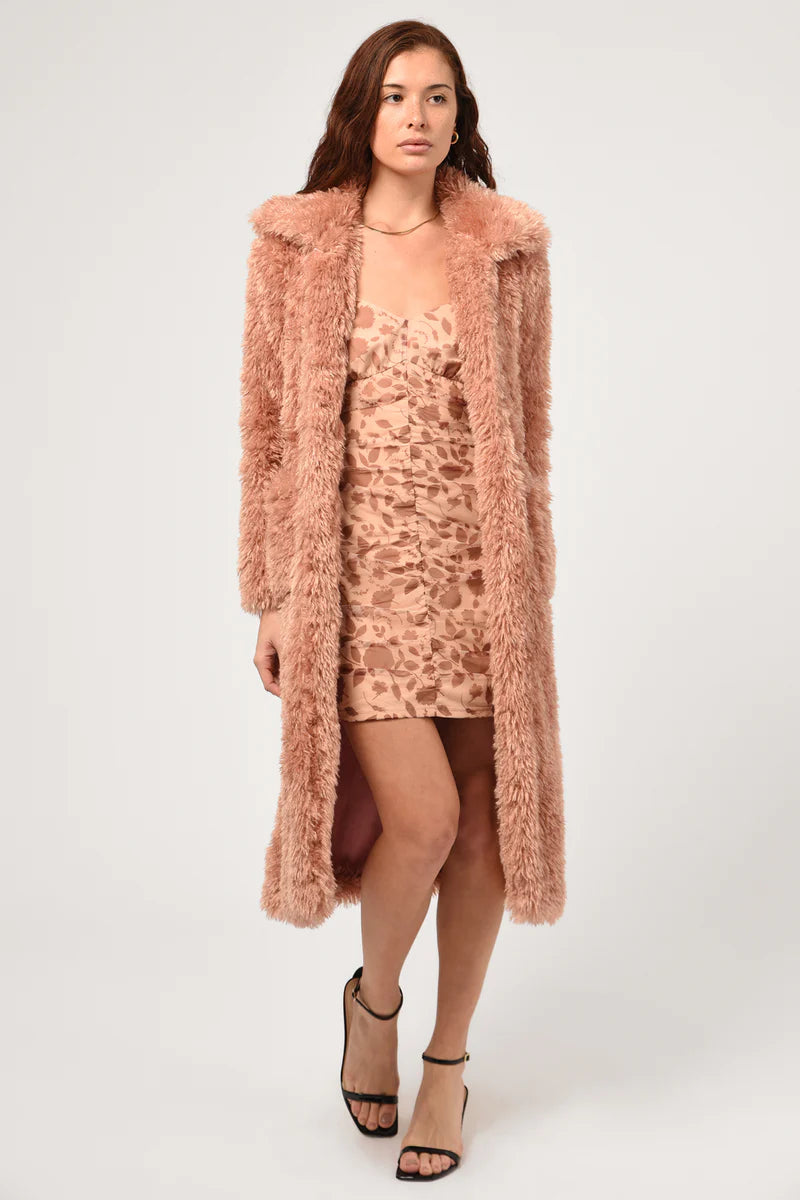 Retro Elegant Style Kiera Faux Fur Coat