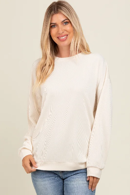 Street Show-off Style Ivory Drop Shoulder Sweatshirt