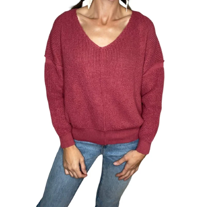 Personalized print Gabby Sweater In Deep Rose