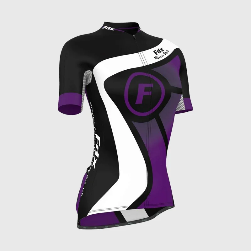 Sports High Waist Style Fdx Signature Purple Women's & Girl's Short Sleeve Summer Cycling Jersey