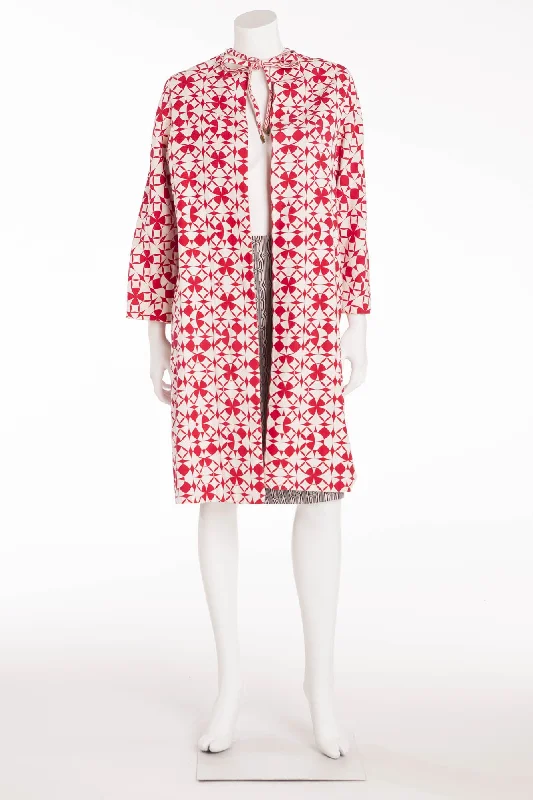 Sweet Soft Feeling Valentino - 2PC Reversible Matching Garments Red and White Pattern Coat, Black and White Skirt