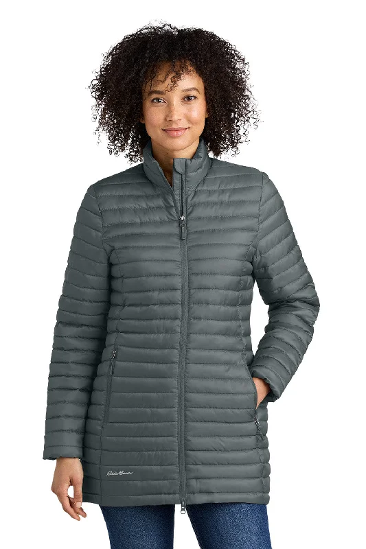 Renaissance Style Eddie Bauer Womens Packable Quilted Water Resistant Full Zip Jacket - Metal Grey - New