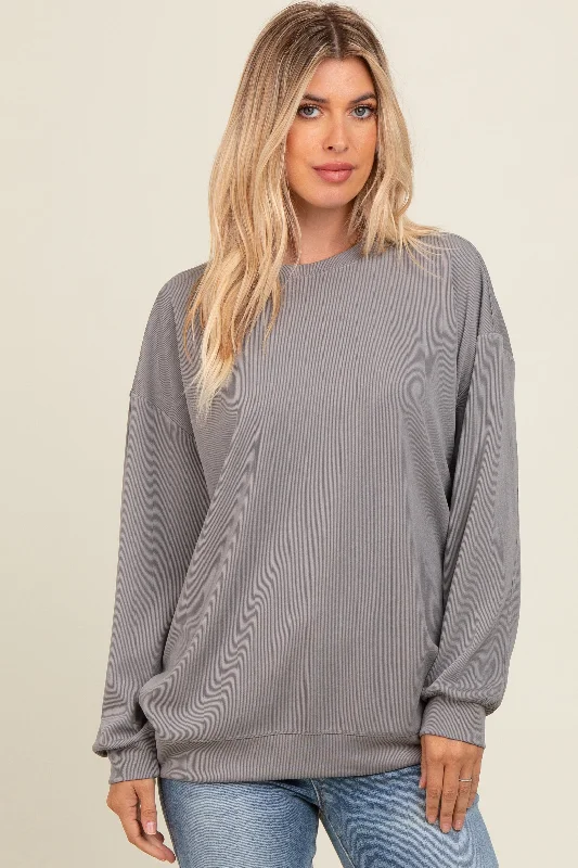 Street Vertical And Horizontal Design Grey Drop Shoulder Sweatshirt