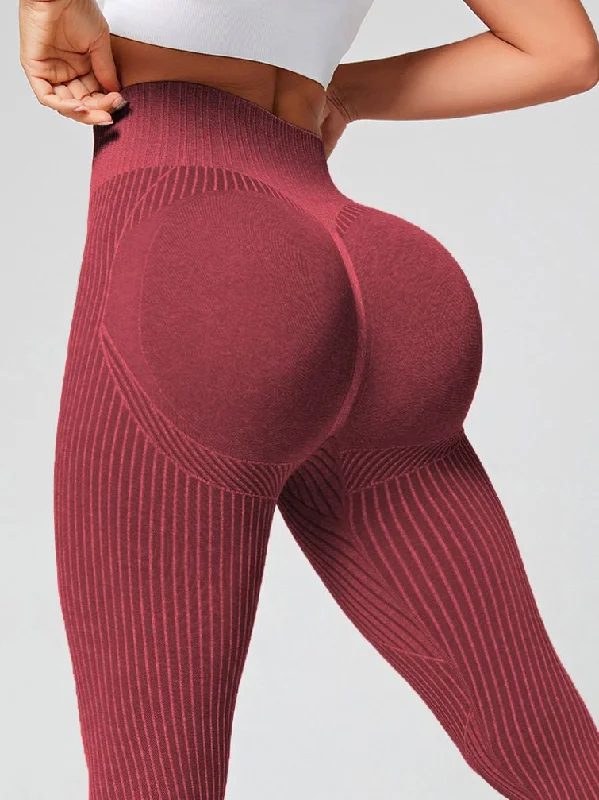 Affordable selection ZASUWA Female Scrunch Bum Hip-lift High-waisted Stripe Leggings