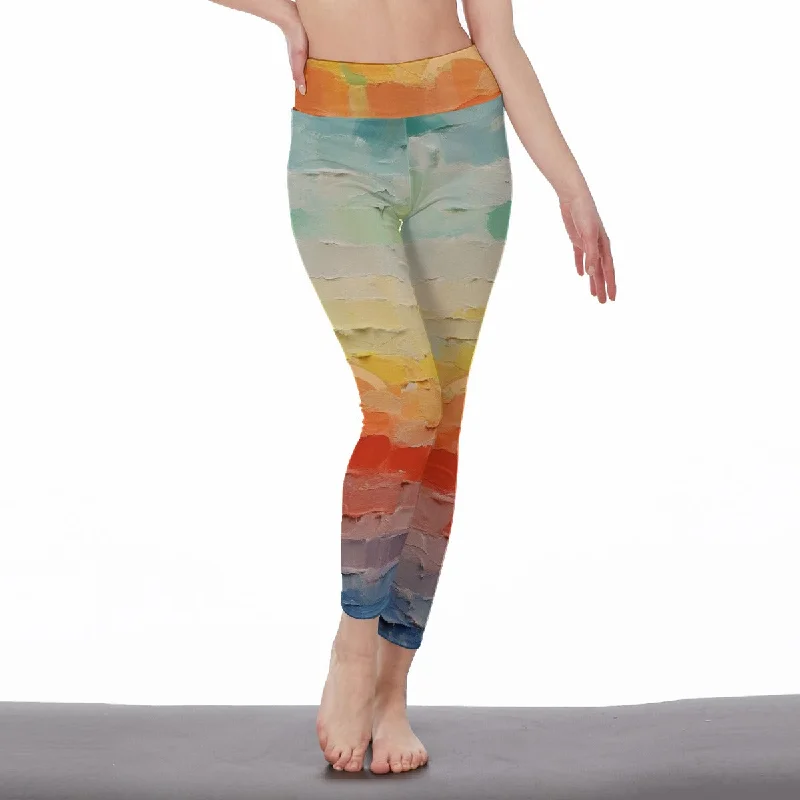 Elegant and noble Painted Rainbow |High Waist Leggings