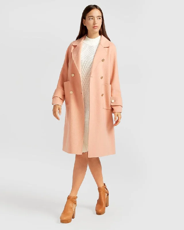 Sweet Soft Feeling Rumour Has It Oversized Wool Blend Coat - Peach Fizz