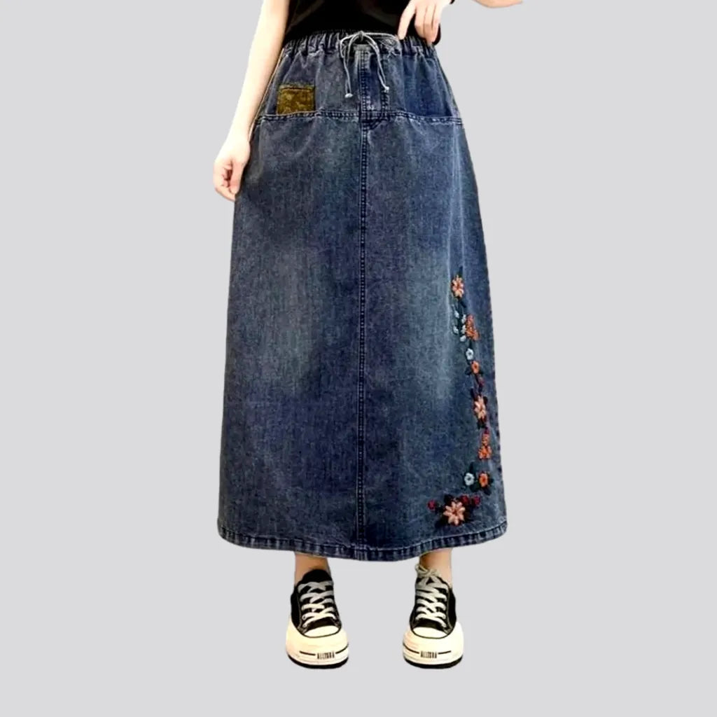 Boutique display Vintage boho jean skirt for women