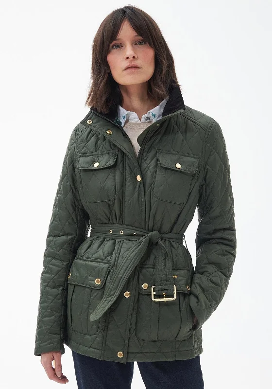 Sweet And Cute Style Barbour Womens Country Utility Quilted Short Jacket, Olive