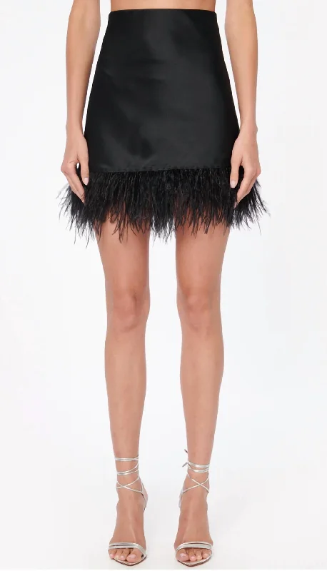 Fun and cute Aviva Feather Mini Skirt In Black