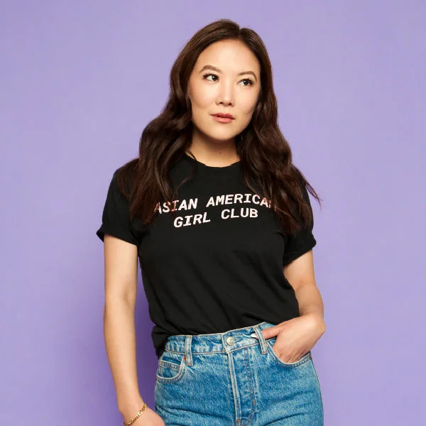 Casual And Casual Asian American Girl Club Black Logo Tee (Unisex)