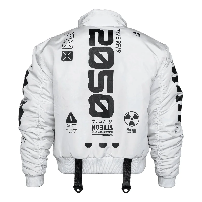 Sports Fitness Style Y-2050 White Short Bomber Jacket