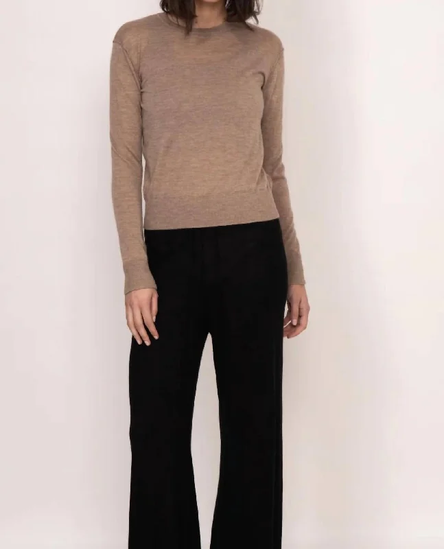 Sweet Girl Marguerite Paper Thin Cashmere Sweater In Mocha