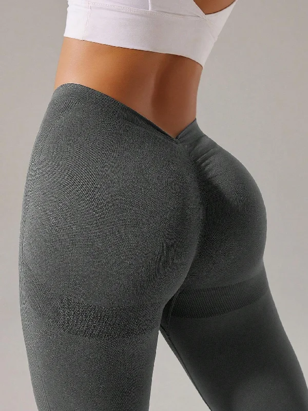 Cool Style ZASUWA Female Unique Deep V Back Scrunch Bum Leggings