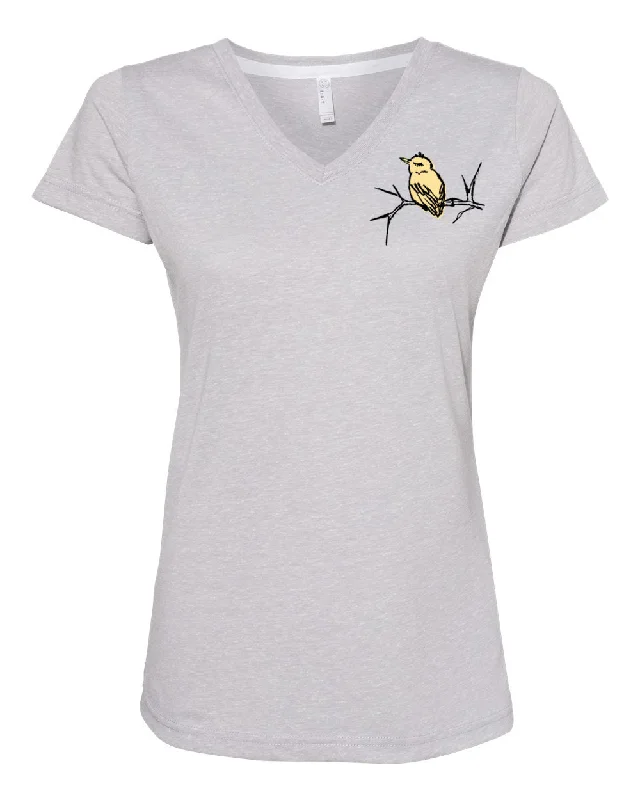 Elegant And Lazy Small Sparrow : Women's Melange V-neck (Gray)