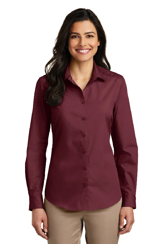 Printing decoration Port Authority Womens Carefree Stain Resistant Long Sleeve Button Down Shirt - Burgundy