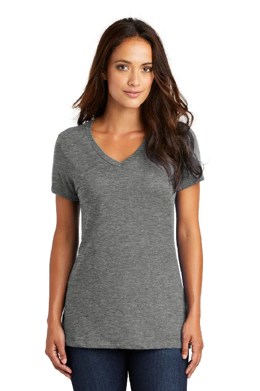 Noble Temperament District Womens Perfect Weight Short Sleeve V-Neck T-Shirt - Heather Nickel Grey - Closeout