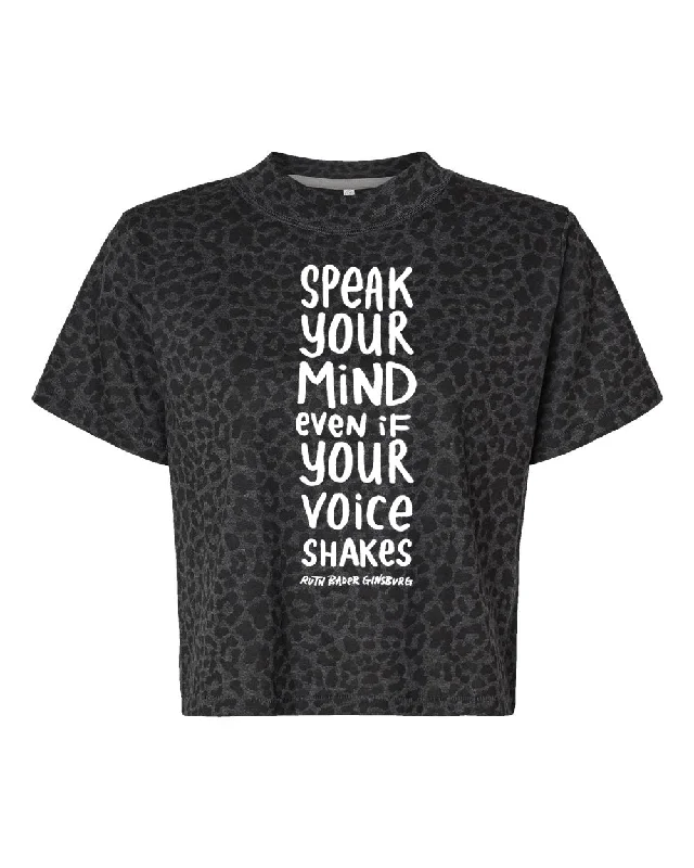 Party Wear Speak Your Mind : Women's Boxy Tee (Black Leopard)