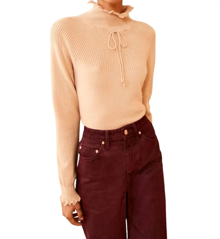 Cool Breeze At Night Maisie Turtleneck Sweater In Camel