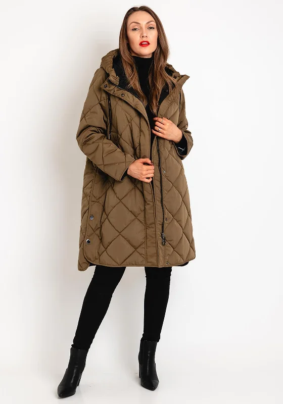 Sweet Words Frandsen Diamond Quilted Coat, Khaki